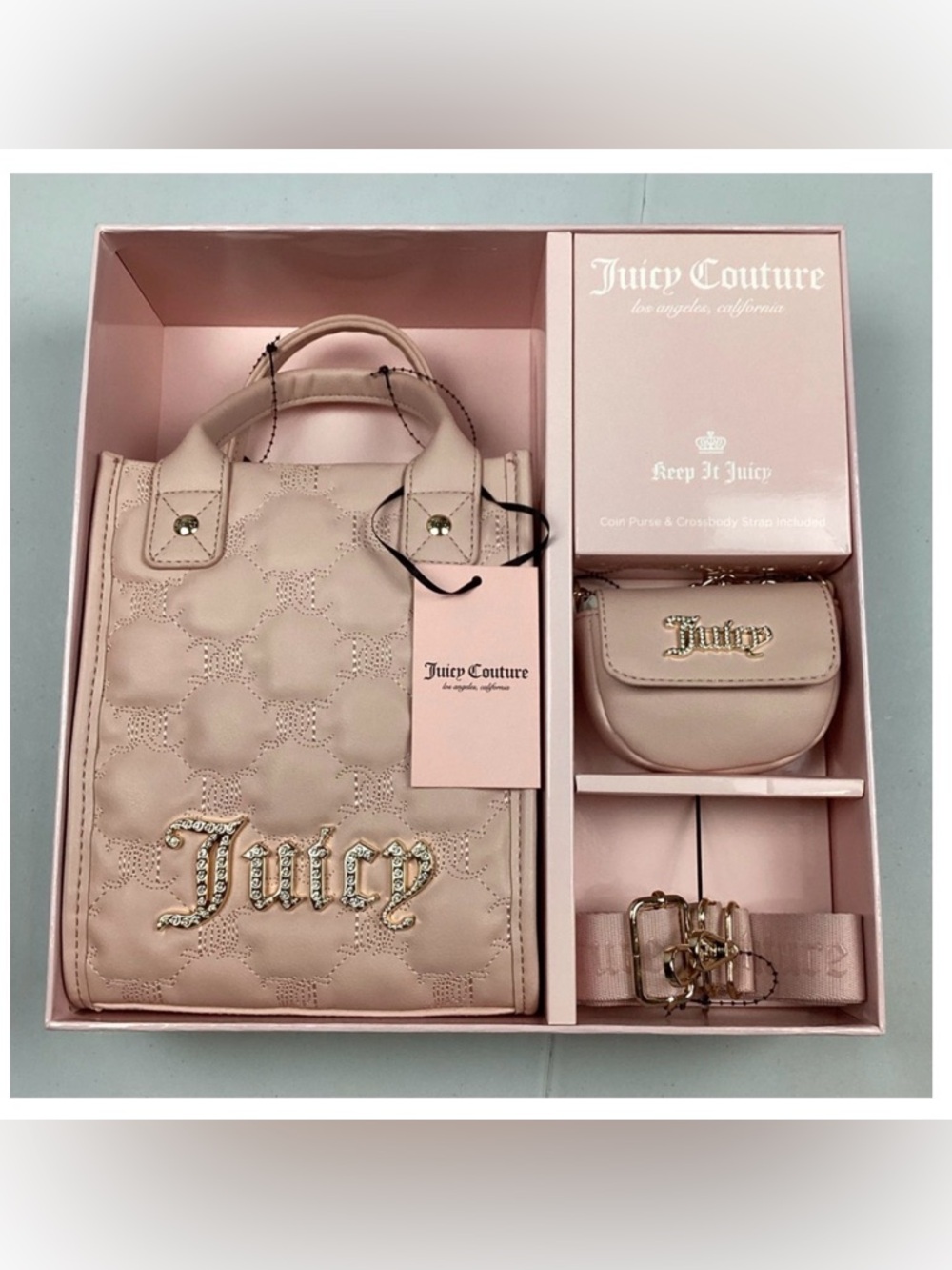 Juicy Couture Pink Crossbody Bag & Coin Purse Set Taking the Lead